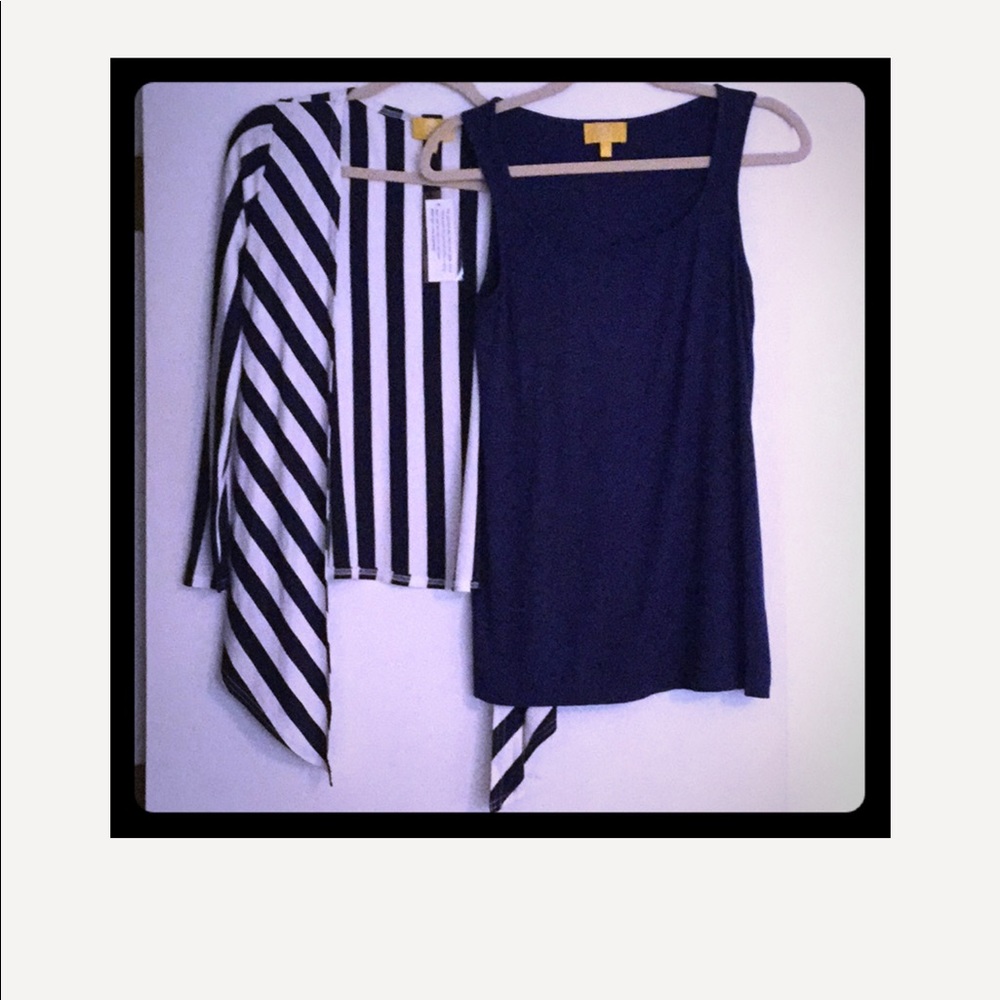 Liz Lange Navy/White Striped Cardigan/Tank XS NWT